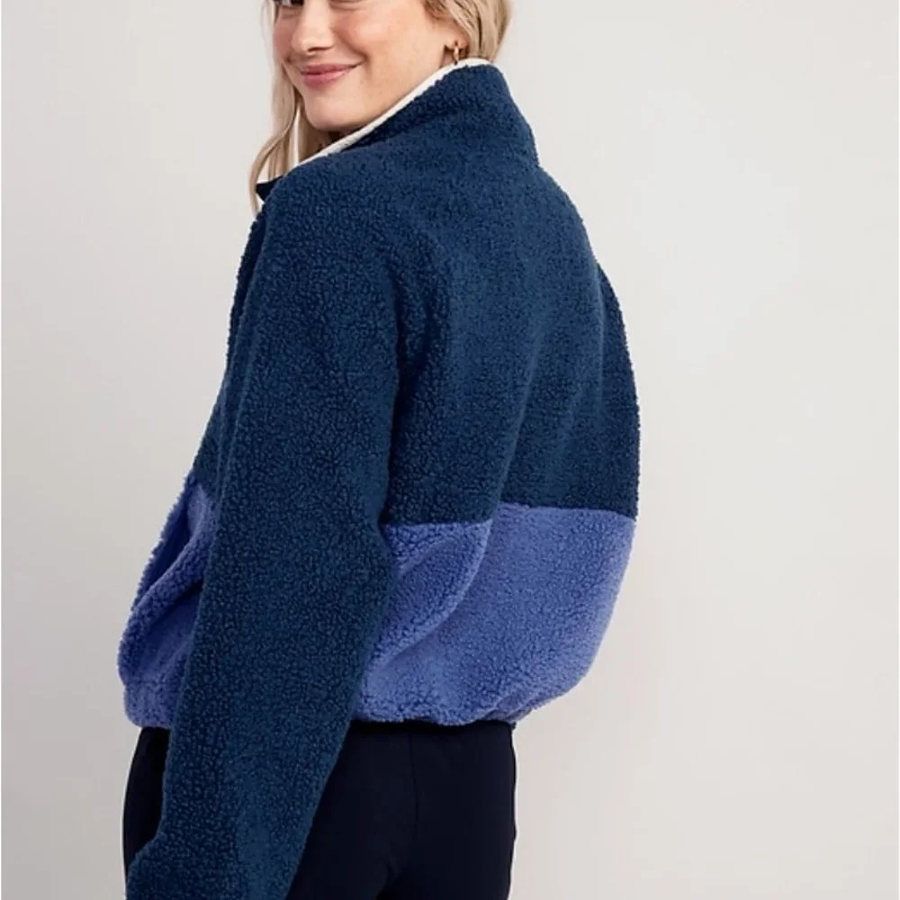 Old Navy NWT Long-Sleeve Oversized Two-Tone Sherpa Sweatshirt for Women - Picture 5 of 9